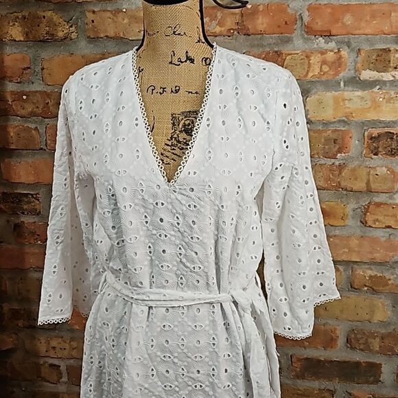Zara Oversized White Eyelet Women's Maxi dress size XS - Picture 2 of 12